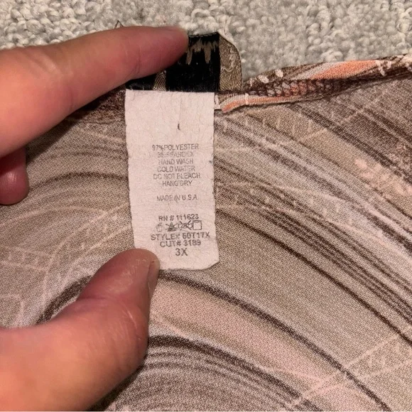 La Khaki Y2K Long Sleeve Sweetheart Neck Asymmetrical Blouse Fairy Women’s Sz 3X - Picture 7 of 7